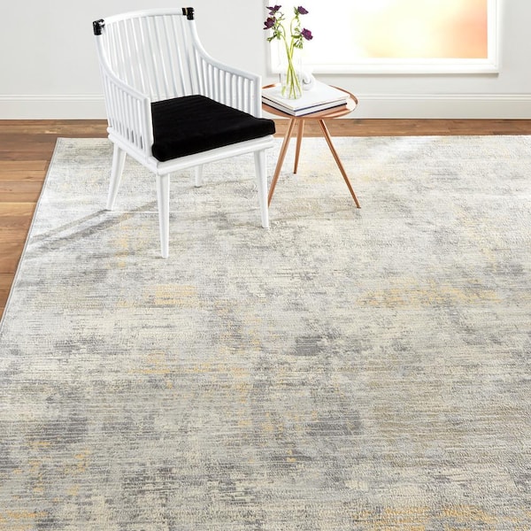 Melrose Lorenzo Grey/Yellow 5 ft. x 7 ft. Abstract Area Rug