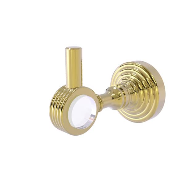 Allied Brass Pacific Grove J-Hook Robe/Towel Hook with Groovy Accents in Unlacquered Brass