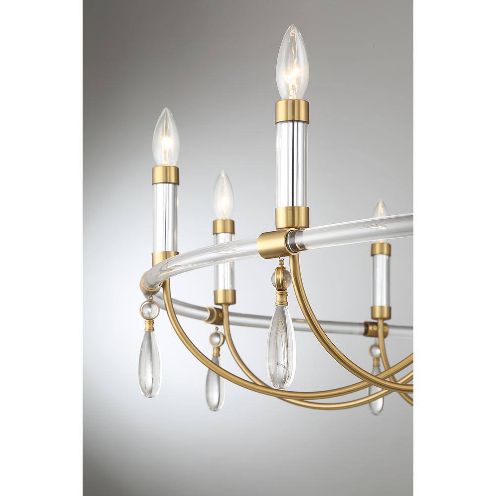 Mayfair 10-Light Warm Brass and Chrome Crystal Chandelier