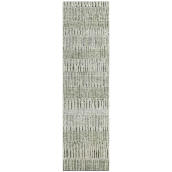 Chantille Machine Washable Indoor/Outdoor Abstract ACN2807 Sage 2 ft. x 7 ft. Runner Rug