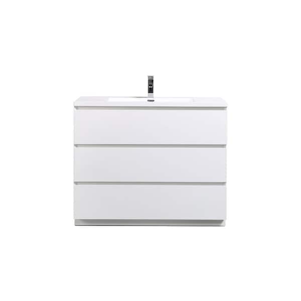 Angeles 42 in. W Vanity in High Gloss White with Reinforced Acrylic Vanity Top in White with White Basin