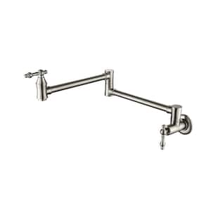 Wall Mounted Pot Filler Faucet with Flexible Retractable Rod in Brushed Nickel