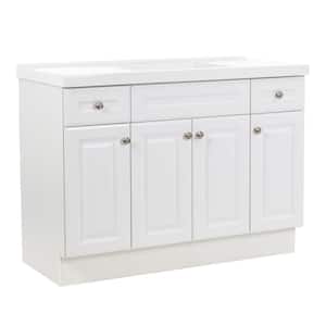 Glensford 49 in. W x 22 in. D x 37 in. H Single Sink Freestanding Bath Vanity in White with White Cultured Marble Top