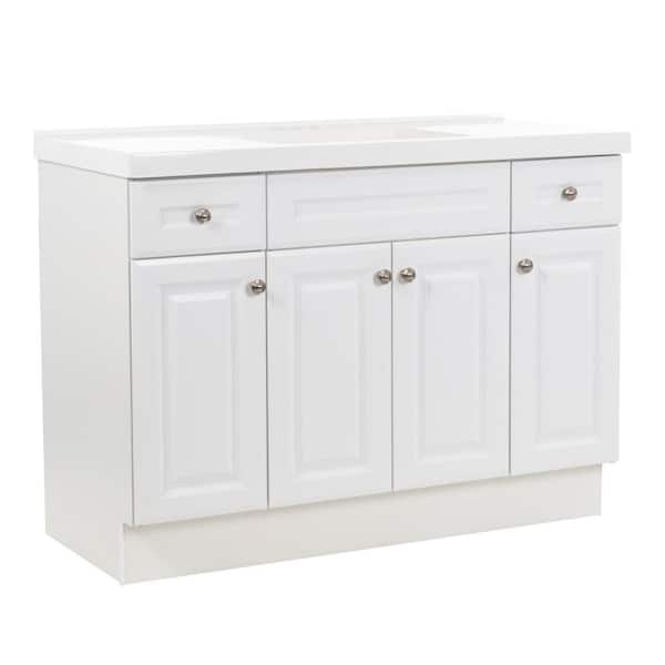 Glensford 49 in. Single Sink White Bath Vanity with White Cultured Marble Top (Assembled)