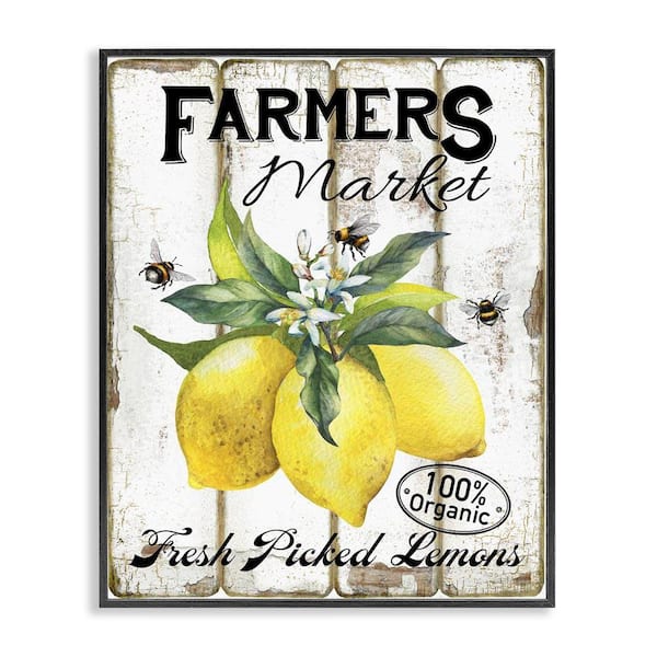 Rustic Farm Market Lemons by Creatif Belle Black Framed Food Giclee Art Print 14 in. x 11 in.