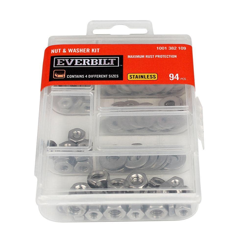 Everbilt Stainless Steel Nut And Washer Kit 94 Piece 860548 The Home Depot