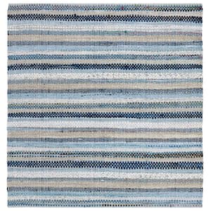 Montauk Blue/Multi 6 ft. x 6 ft. Square Distressed Striped Area Rug