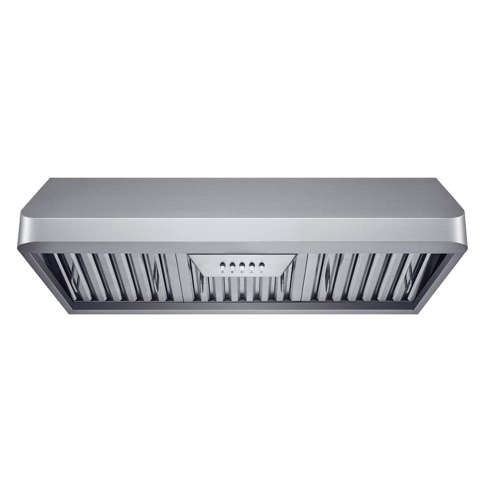Winflo 30 in. 298 CFM Ducted Under Cabinet Range Hood in Stainless Steel with Baffle Filters, Silver