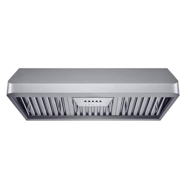 Winflo 30 in. 298 CFM Ducted Under Cabinet Range Hood in Stainless Steel with Baffle Filters