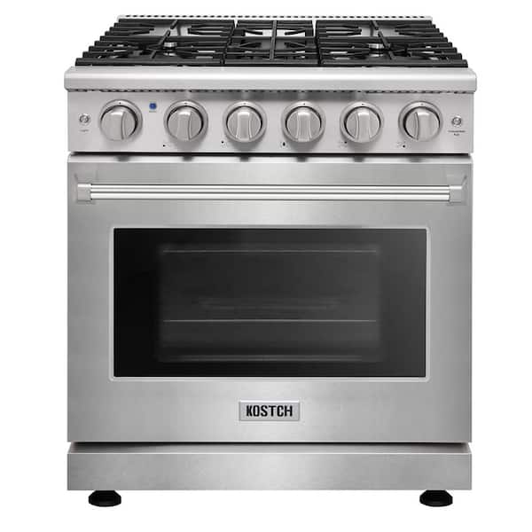 30 in. 5 Burners Freestanding Natural Gas Range in Stainless Steel with 4.55 cu. ft. Convection Oven