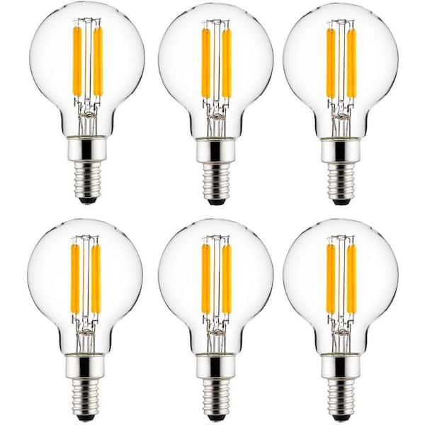 60-Watt Equivalent G16.5 Dimmable, E12 Base, 500 Lumens, UL Listed Edison LED Light Bulb in Daylight 5000K (6-Pack)