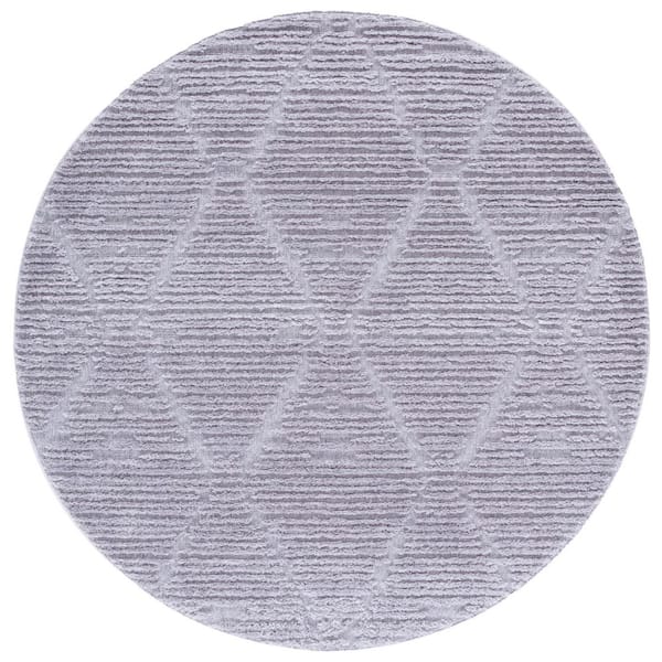 Marrakesh Gray 3 ft. x 3 ft. Diamond High-Low Round Area Rug