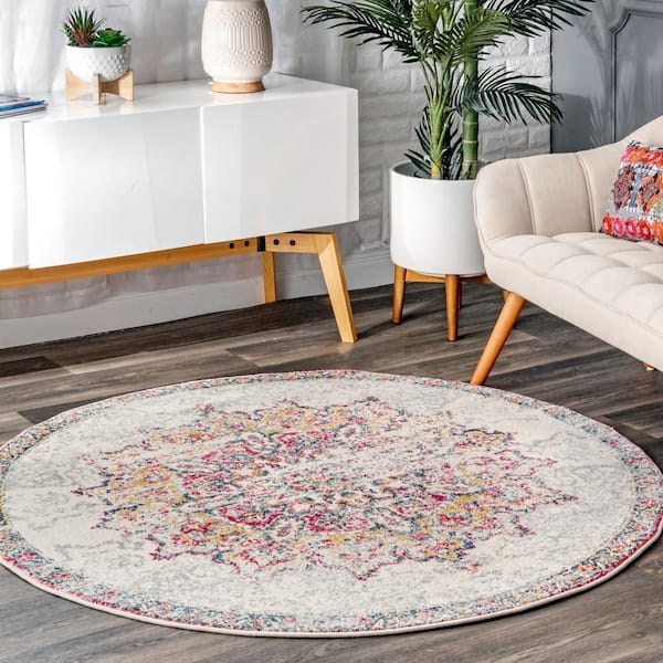 Leola Vintage Medallion Pink 4 ft. Round Rug