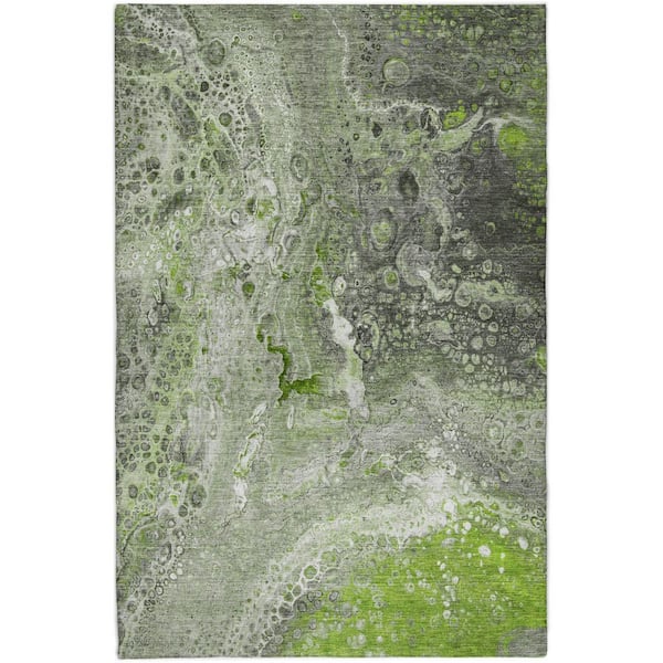 Dream Shag Premium Machine Washable Abstract ADS588 Aloe 9 ft. x 12 ft. Area Rug