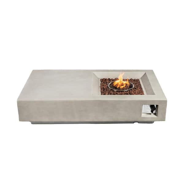 Boosicavelly 60 in. x 34.25 in. Rectangular Concrete Gas/Propane Fire Pit Table in Grey