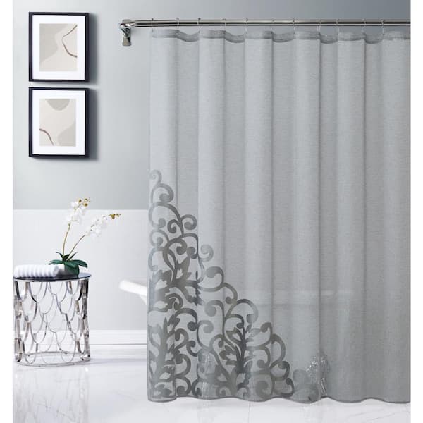 Appliqued Silver Shower Curtain Natalscsi, 78 X 72 Shower Curtain