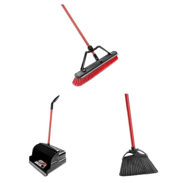 24 in. Multi-Surface Squeegee Push Broom, 16 in. Scoop Dustpan and 11 in. Angle Broom Combo