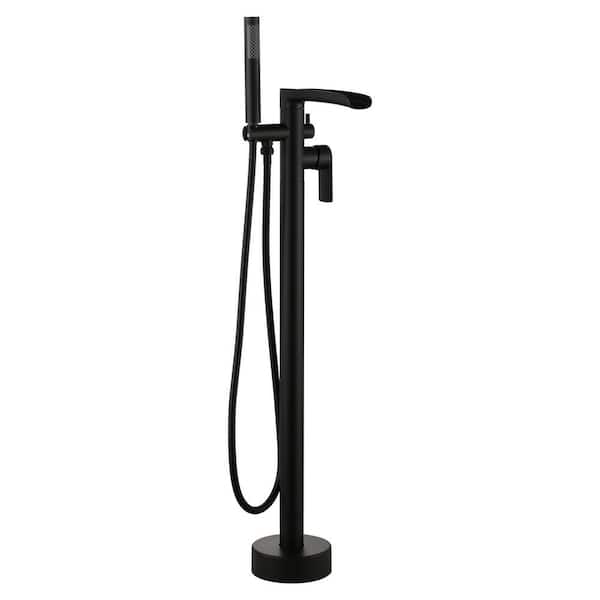 Single Handle Freestanding Tub Faucet with Hand Shower in Matte Black