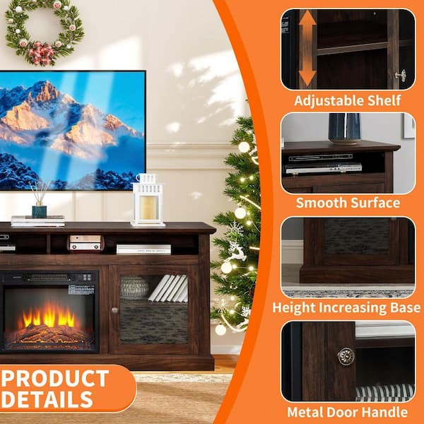ToolCat 60 in. Freestanding TV Stand in Brown with 18 in