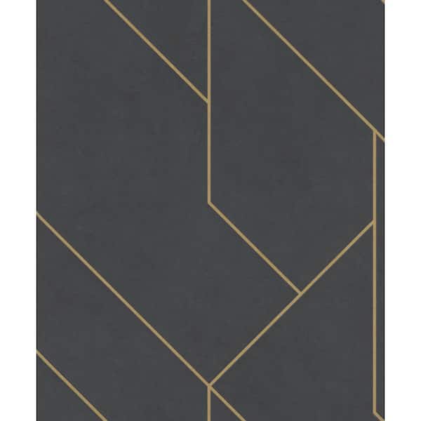Advantage 57.8 sq. ft. Pollock Black Gilded Geometric Strippable ...
