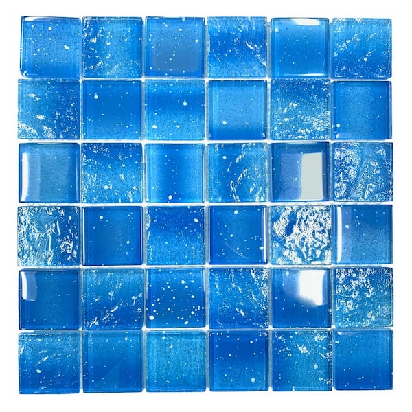 Giorbello Starlight Ocean Whisper Glowing Wall and Pool Glass Square Mosaic Tile 12" x 12" x 8mm 5 Mosaic Sheets (5 sq. ft./Case)