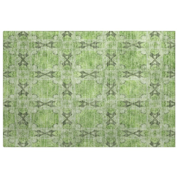Dream Shag Premium Machine Washable Abstract ADS564 Green 2 ft. x 3 ft. Accent Rug