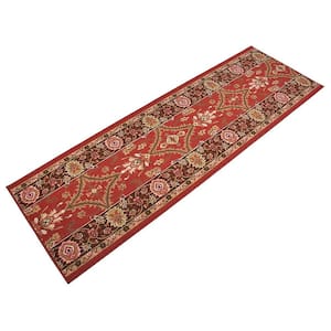 Mahal Design Cut to Size Red Color 32" Width x Your Choice Length Custom Size Slip Resistant Rubber Runner Rug