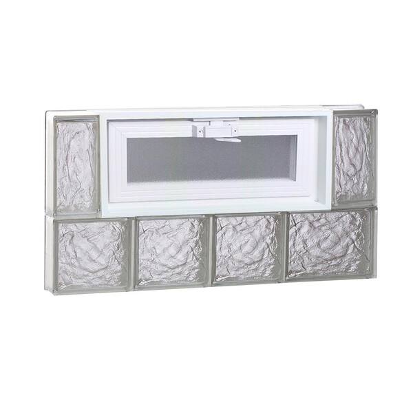 Clearly Secure 25 in. x 13.5 in. x 3.125 in. Frameless Ice Pattern Vented Glass Block Window