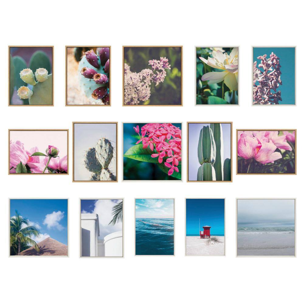 Tropical Palm Frond Green Canvas Wall Art with White Frame
