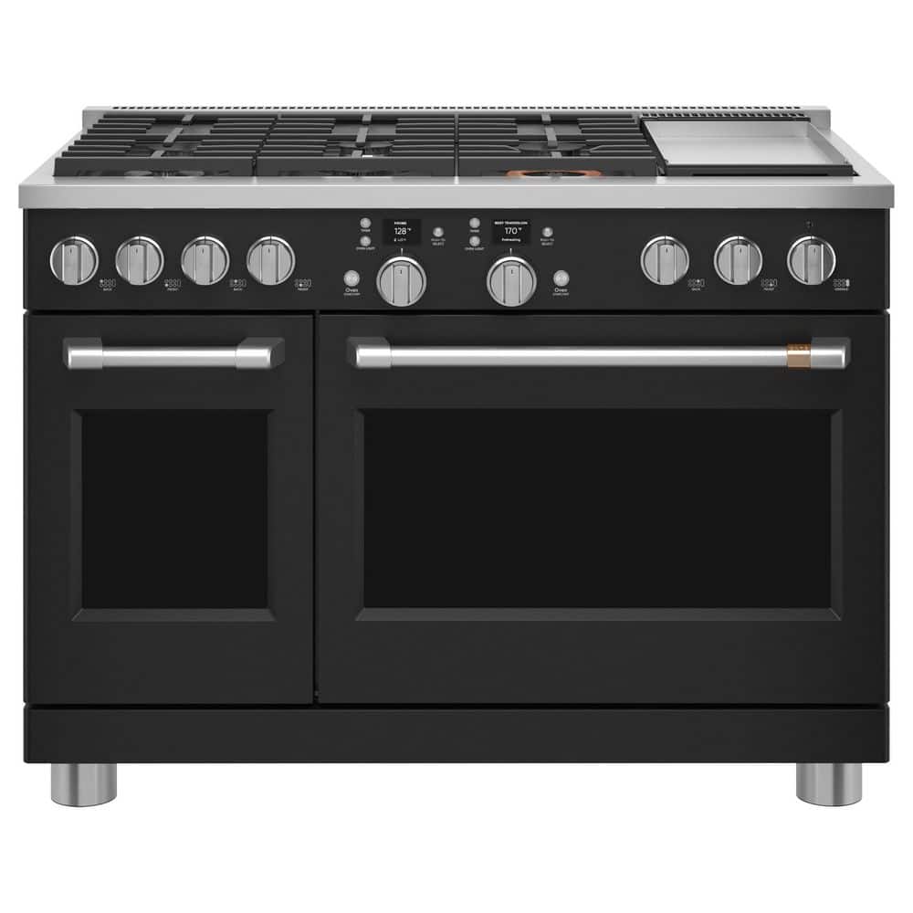 48 in. 8.25 cu. ft. Smart Double Oven Dual Fuel Range with Self-Cleaning Convection Oven in Matte Black price history on PriceWatchPro