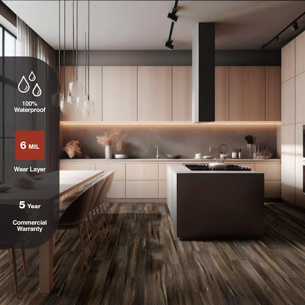 Shady Grove Pine 6 MIL x 6 in. W x 48 in. L Waterproof Click Lock Luxury Vinyl Plank Flooring (21.95 sqft/case)