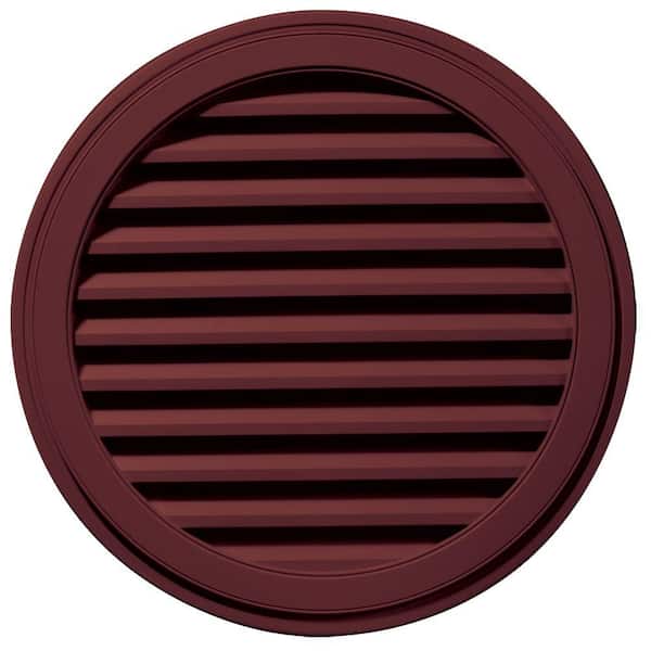Builders Edge 36 in. x 36 in. Round Red Plastic Built-in Screen Gable Louver Vent