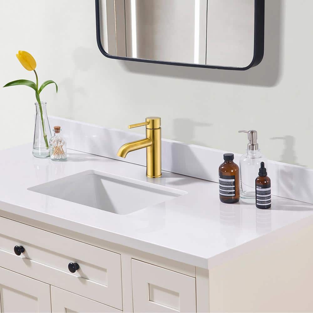 Tubize Brushed Gold Solid Brass Single-Handle Bathroom Faucet
