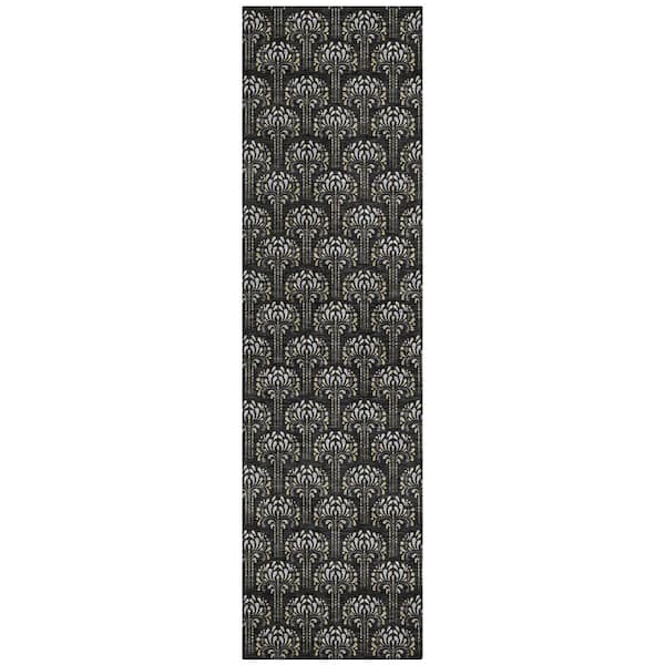 Chantille Machine Washable Indoor/Outdoor Abstract ACN3065 Black 2 ft. x 7 ft. Runner Rug