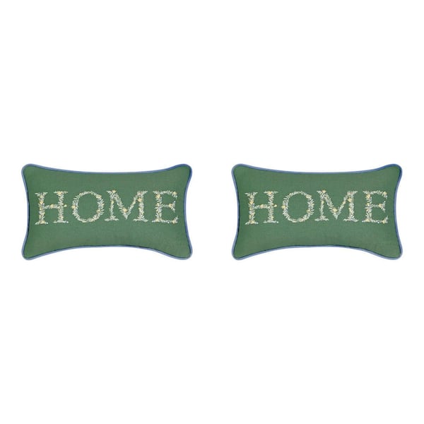 Home Flowers Lumbar Outdoor Throw Pillow (Set of 2)