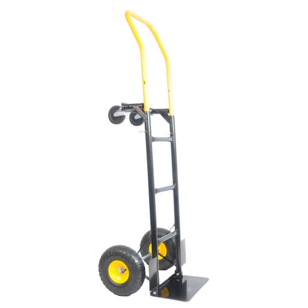 2-in-1 Convertible Hand Truck & Platform Cart, Heavy-Duty Utility Dolly with Pneumatic Tires for Warehouse
