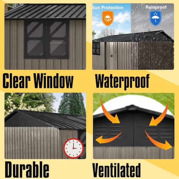 12 ft. W x 10 ft. D Metal Storage Shed with Window for Garden and Backyard (105 sq. ft. )