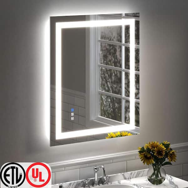 Super Bright 36 in. W x 30 in. H Rectangular Frameless LED Light Wall Bathroom Vanity Mirror Front Light and Backlit