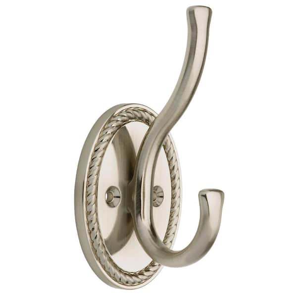 Liberty 4-5/8 in. Satin Nickel Coat Hook with Oval Roped Edge Base