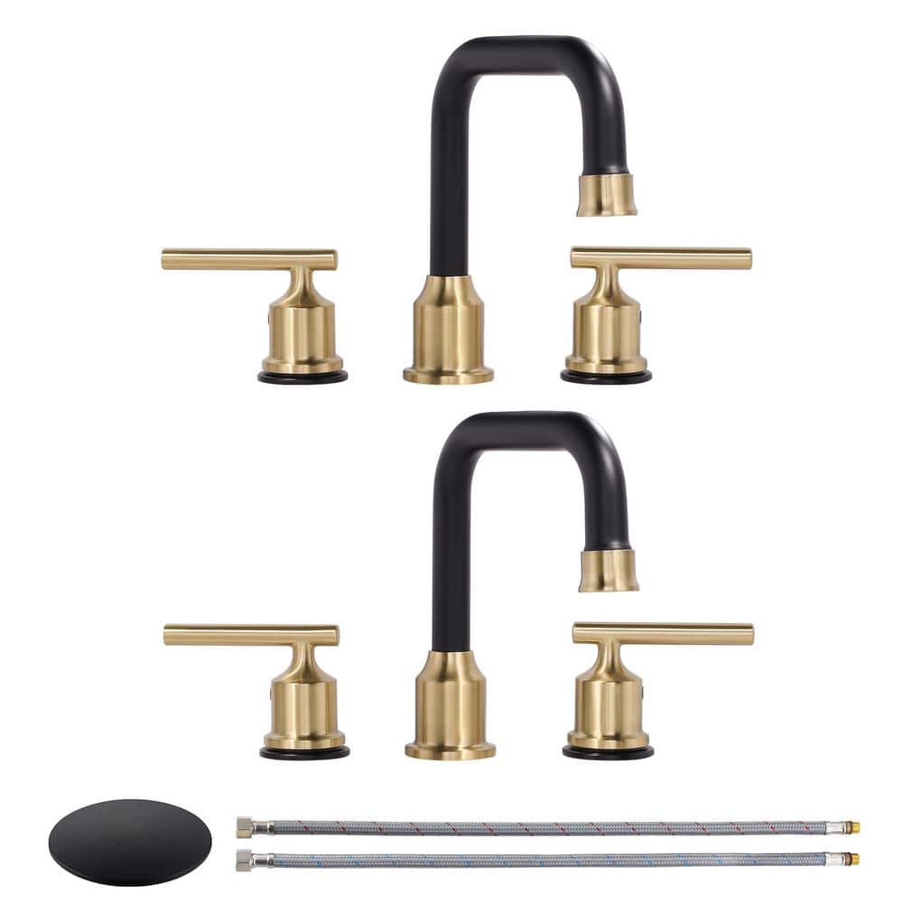 8 in. Widespread Lead-Free Double Handle Bathroom Faucet with Pop-up Drain 