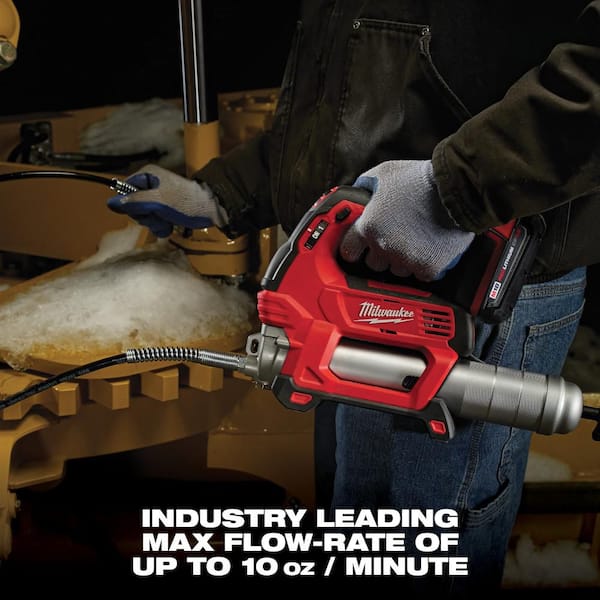 Milwaukee - M18 18V Lithium-Ion Cordless Grease Gun 2-Speed with (1) 1.5Ah Batteries, Charger, Tool Bag