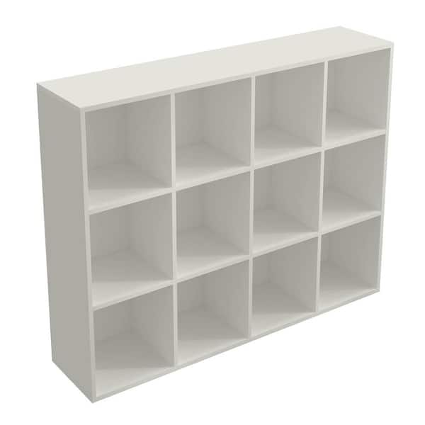 35.4 in. H x 47.2 in. W x 10.6 in. D  Warm White Wood 3-Tier Floor 12- Cube Organizer