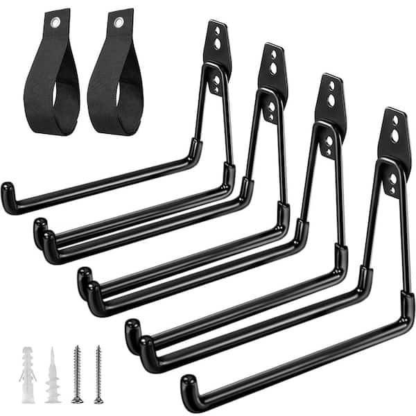 Angel Sar 7.7 in. Heavy Duty Garage Hooks with 2 Extension Cord Holder Organizer for Garage Wall (4-Pack)