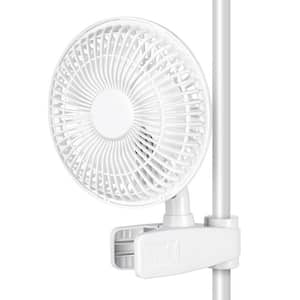 6 in. White 2-Speed Grow Tent Poles Clip Fan with Manually Adjustable 90° Angles