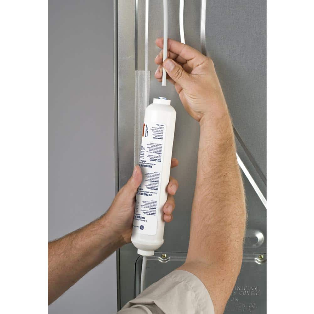 GE 5-Year In-Line Refrigerator Water Filter with Brass Fittings