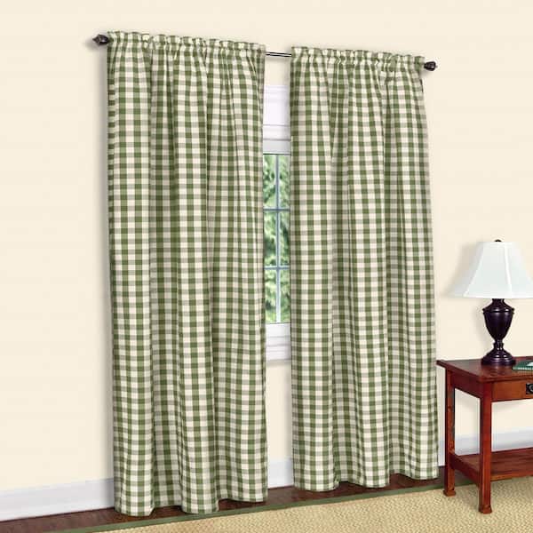 ACHIM Buffalo Check 42 in. W x 95 in. L Polyester/Cotton Light Filtering Window Panel in Sage