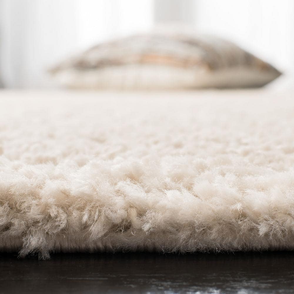 Beige Synthetic Easy Care Shag Runner Rug 2'3" x 6'