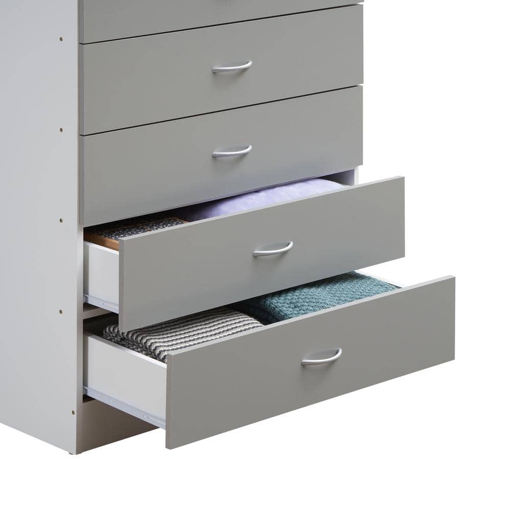 Gray Wood 48" 7-Drawer Roller Chest with Locking Top Drawers