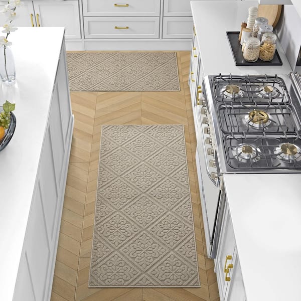 Austell Solid Brown 2 ft. x 5 ft. Geometric 2-Piece Rug Set Area Rug