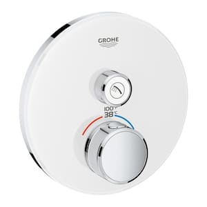 Grohtherm Smart Control Single Function Round Thermostatic Trim with Control Module in Moon White